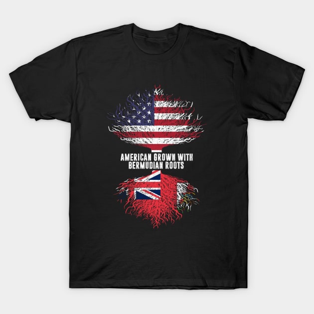 American Grown with Bermudian Roots USA Flag T-Shirt by silvercoin